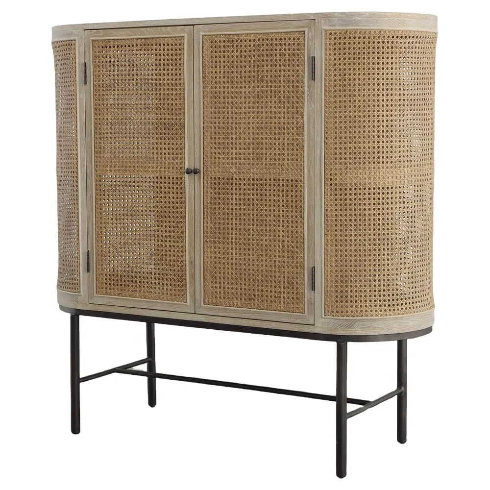 Whinnie Woven Bar Cabinet - Natural, Oak