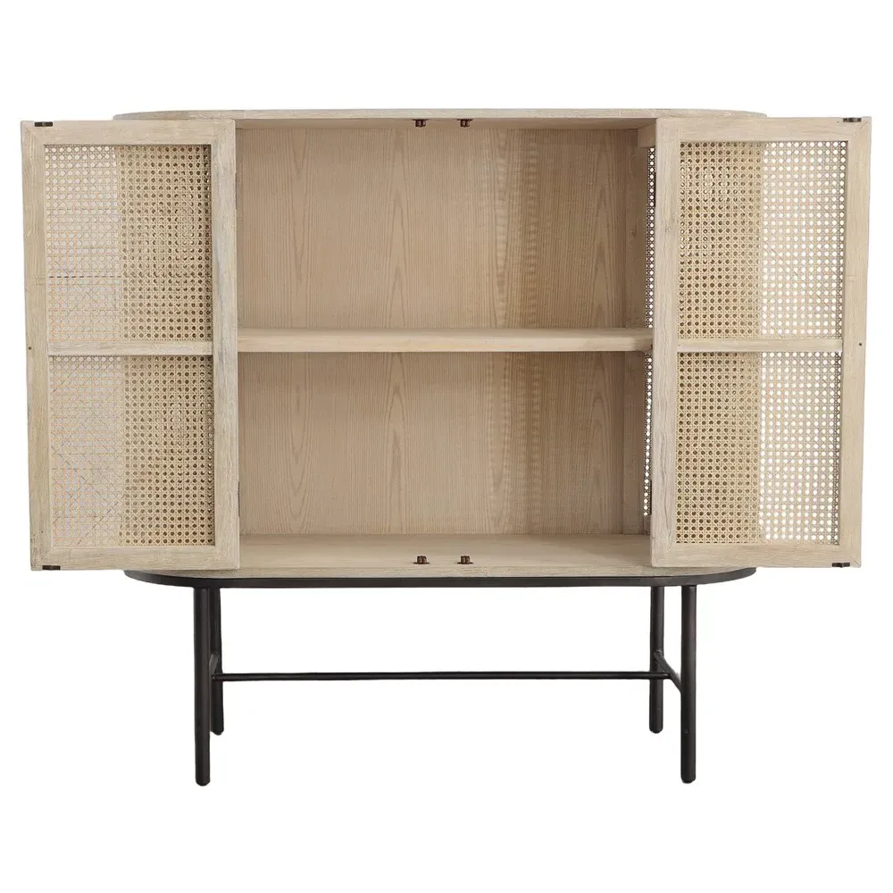 Whinnie Woven Bar Cabinet - Natural, Oak