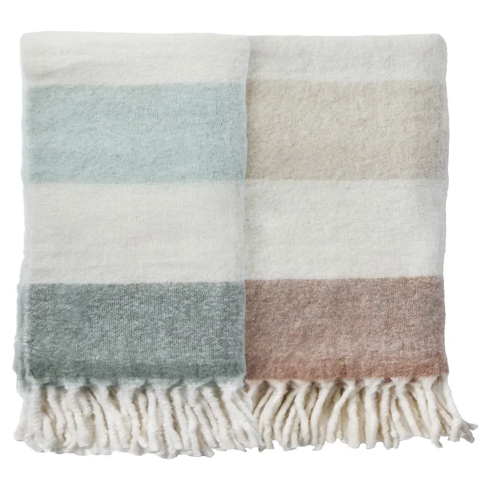 Whistler Faux Mohair Throw Blanket - Blue, Polyester