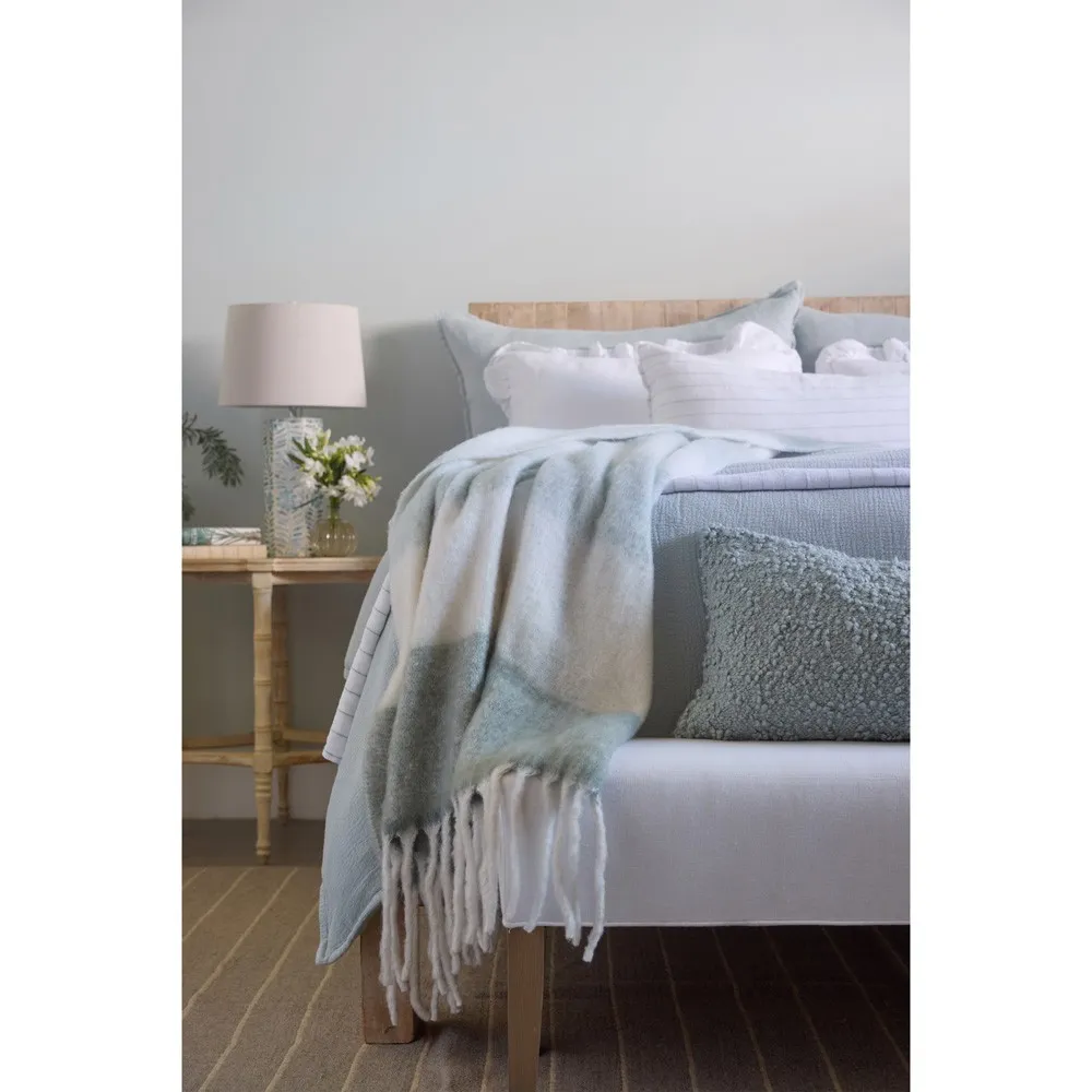 Whistler Faux Mohair Throw Blanket - Blue, Polyester