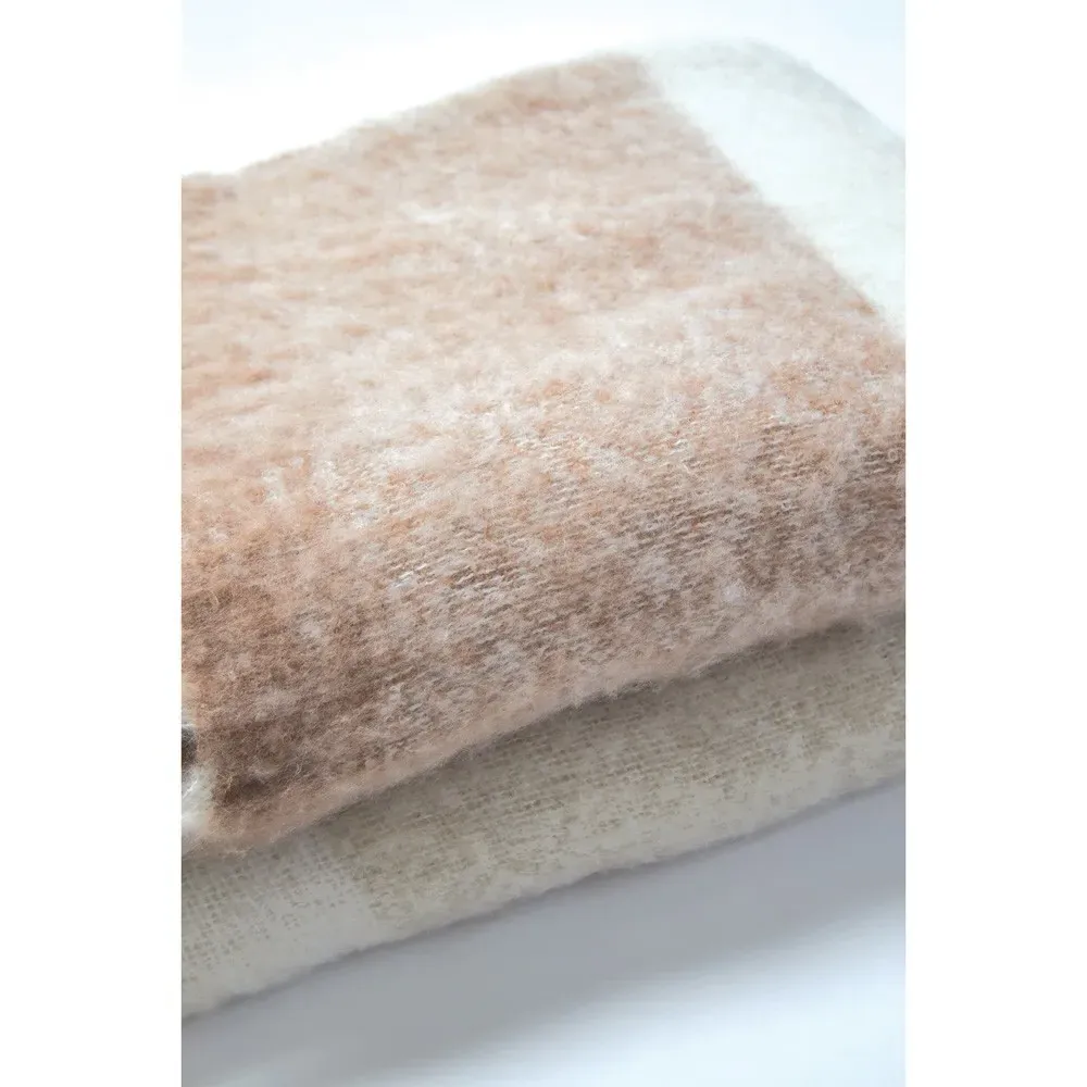 Whistler Faux Mohair Throw Blanket - Natural, Polyester
