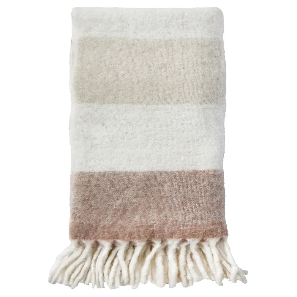 Whistler Faux Mohair Throw Blanket - Natural, Polyester