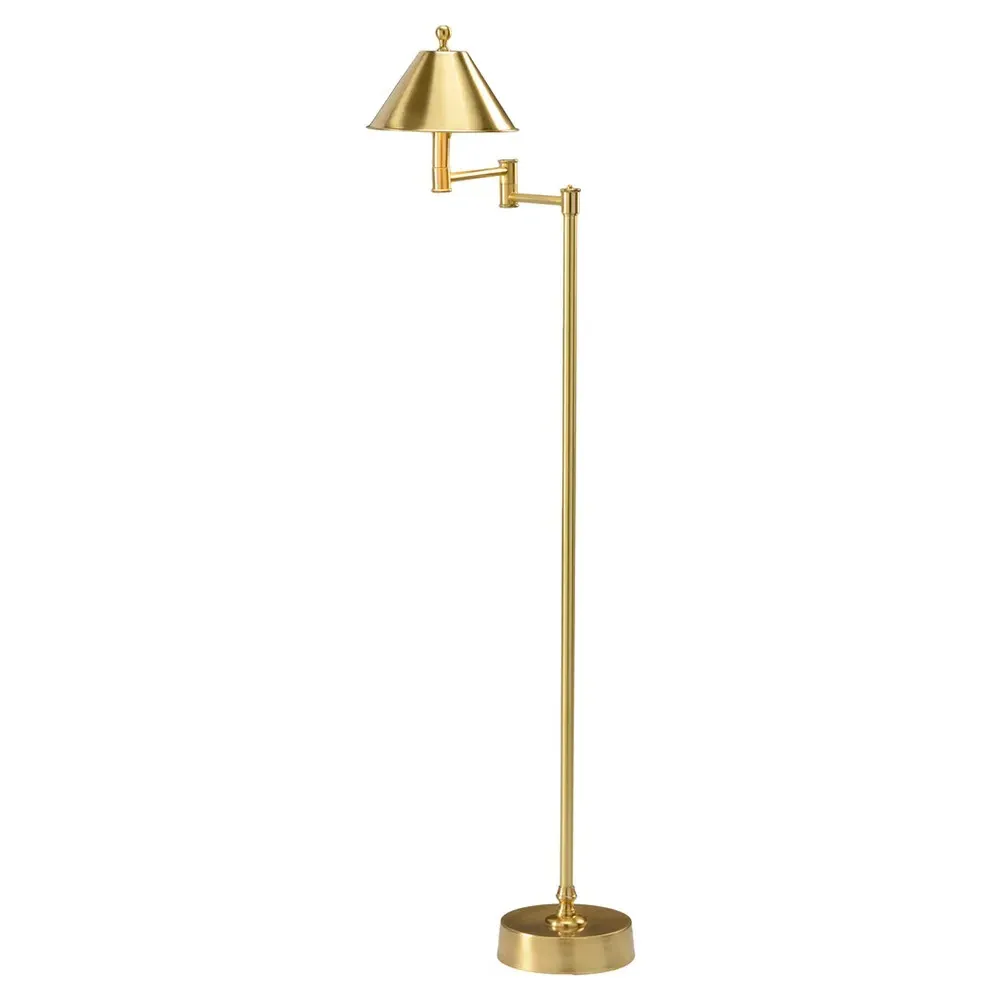 Whittaker Adjustable Swing Arm Floor Lamp - Gold, Metal image