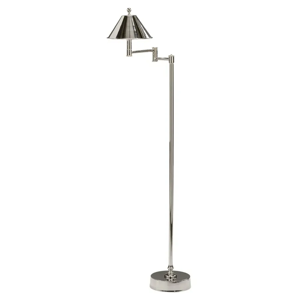 Whittaker Adjustable Swing Arm Floor Lamp - Silver, Metal