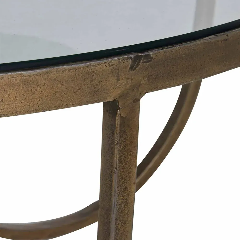 Wilbur Round Coffee Table - Antique Brass, Marble