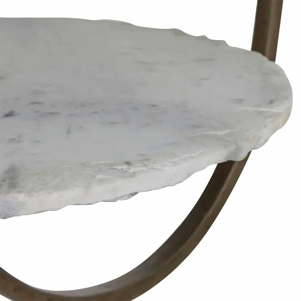 Wilbur Round Coffee Table - Antique Brass, Marble