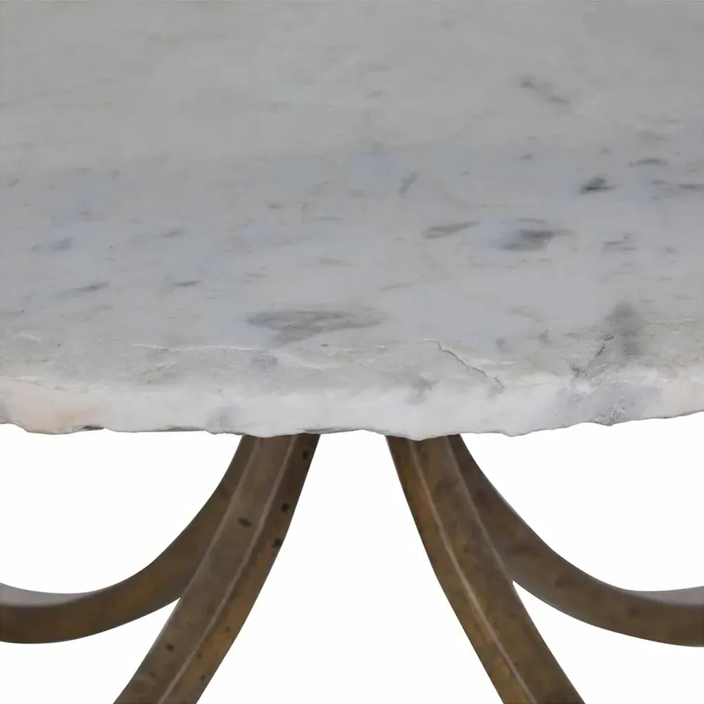 Wilbur Round Coffee Table - Antique Brass, Marble