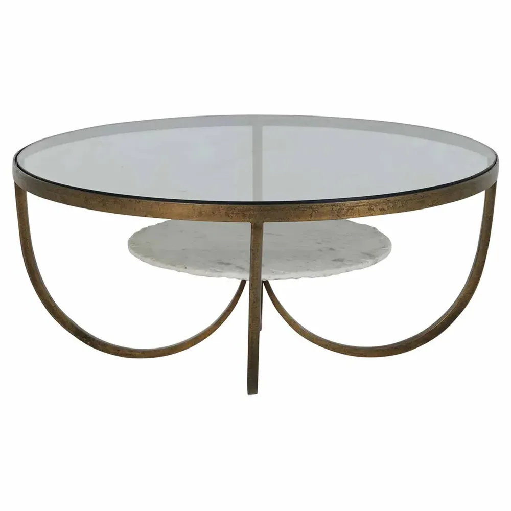 Wilbur Round Coffee Table - Antique Brass, Marble image