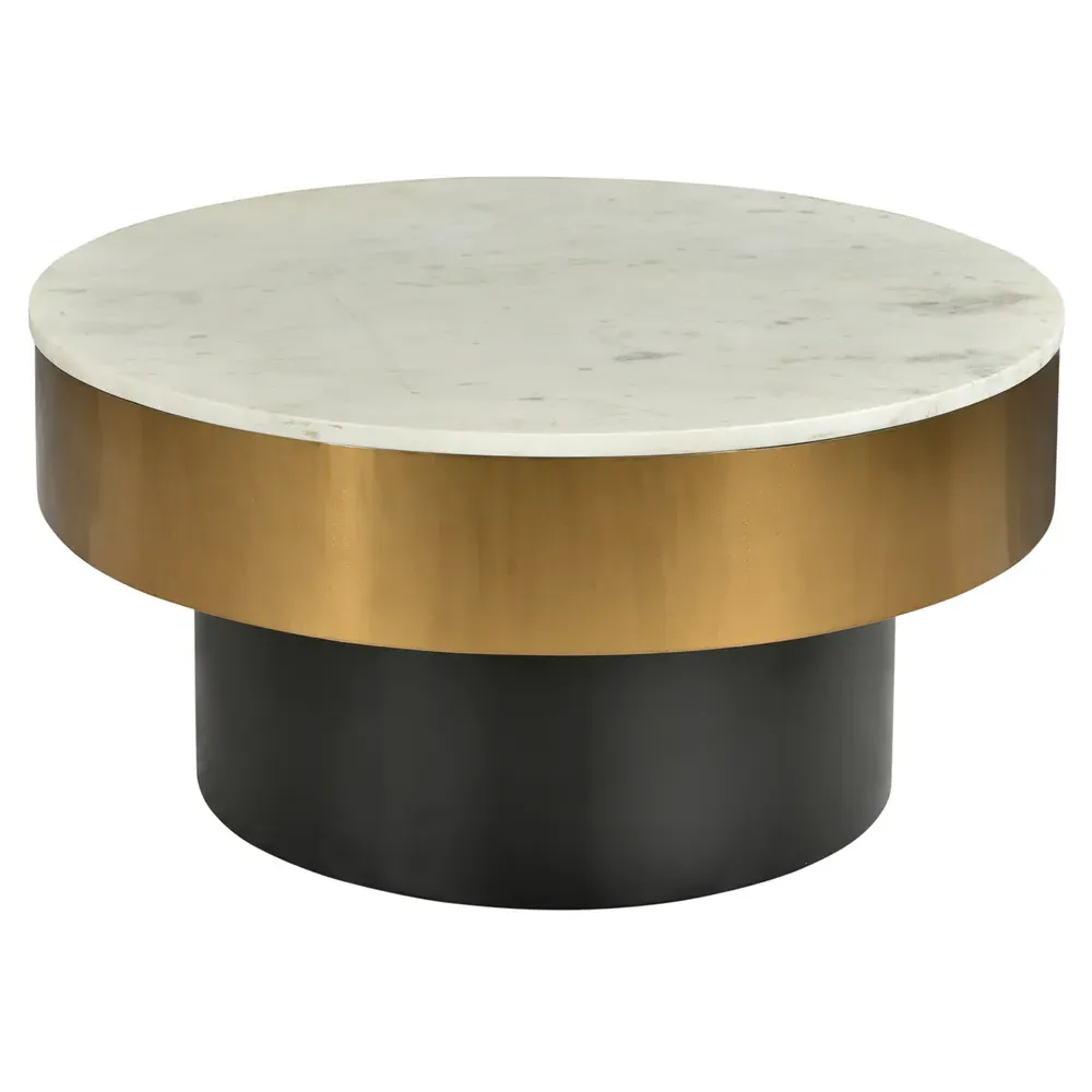 Wilburn Round Coffee Table - White, Marble