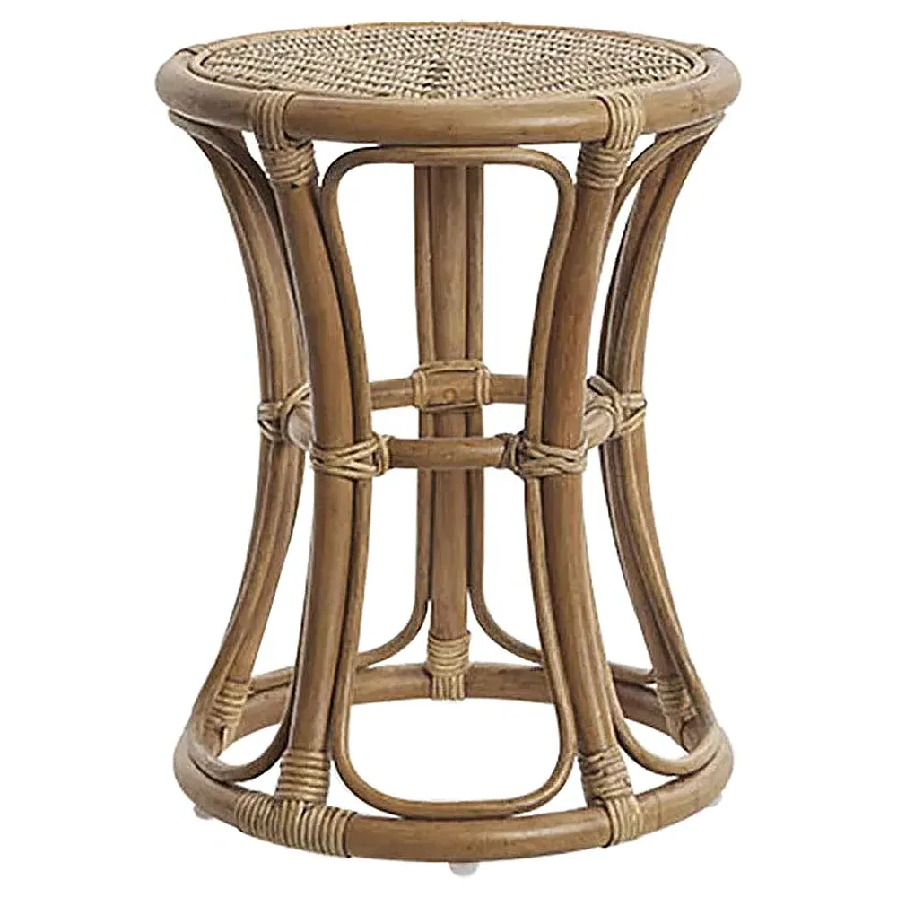 Wilda Round Stool - Antique Brown, Rattan