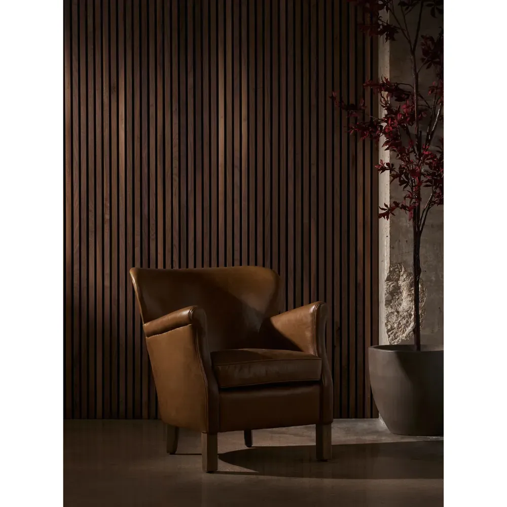 Wilhelmina Wing Club Chair - Brown, Leather