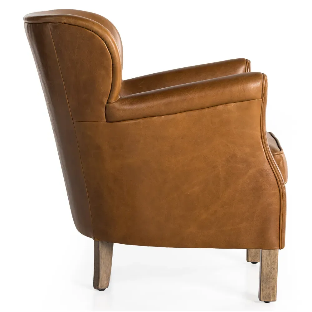 Wilhelmina Wing Club Chair - Brown, Leather