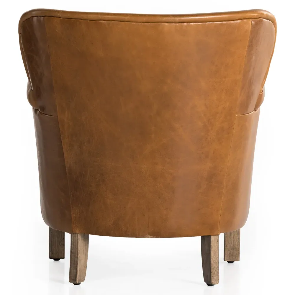 Wilhelmina Wing Club Chair - Brown, Leather