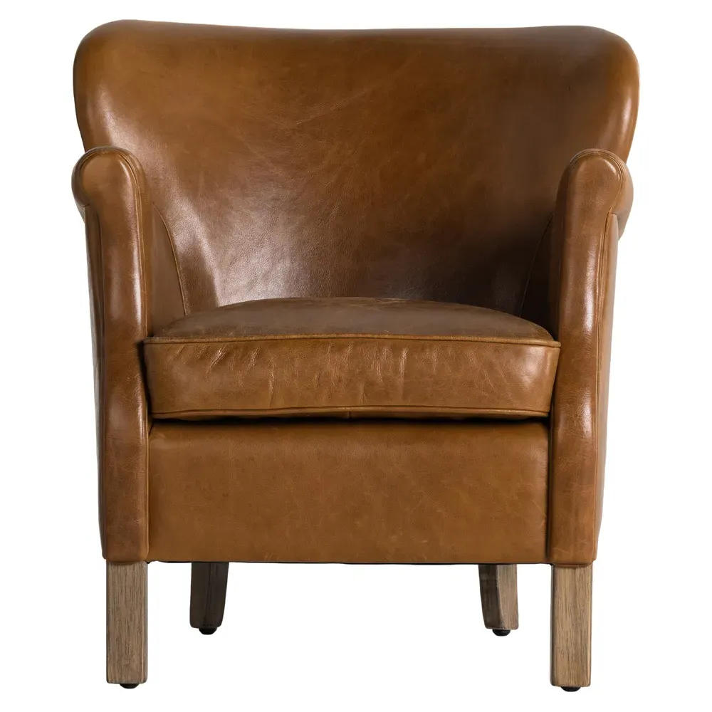 Wilhelmina Wing Club Chair - Brown, Leather image