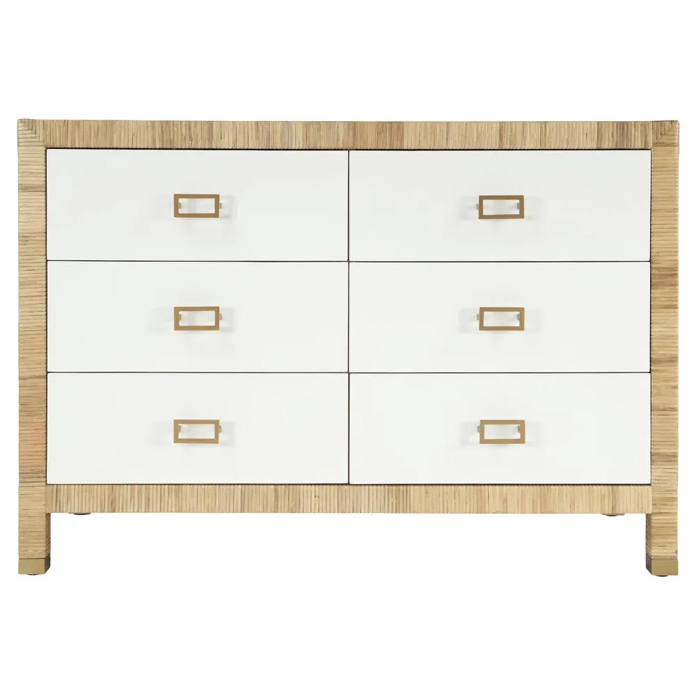 Will Woven Rattan Double Dresser - White, Wood