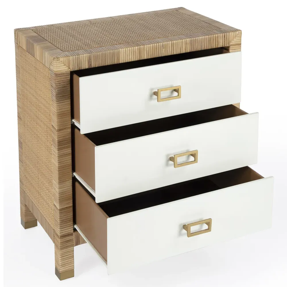 Will Woven Rattan Nightstand - White, Wood