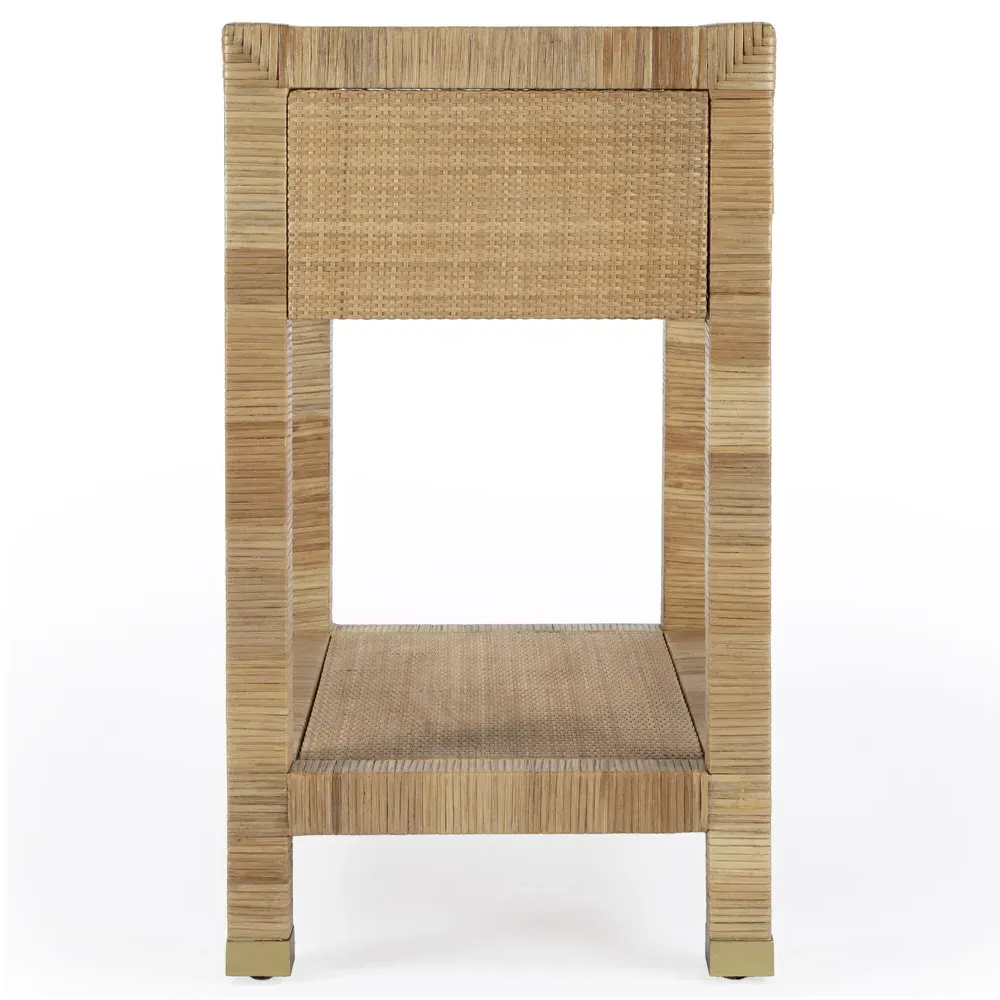 Will Woven Rattan Nightstand - White, Wood