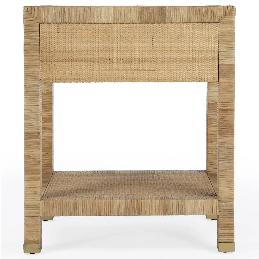 Will Woven Rattan Nightstand - White, Wood