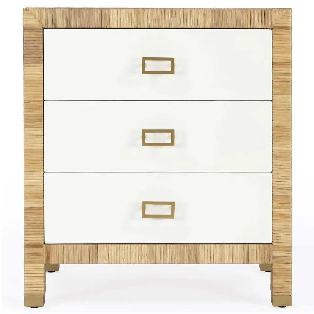 Will Woven Rattan Nightstand - White, Wood