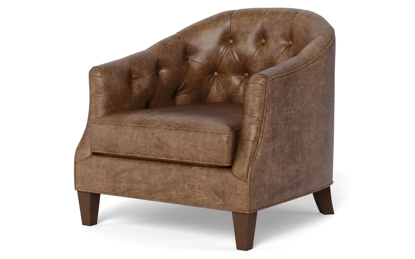 Willa Button-Tufted Leather Chair - Milk Chocolate