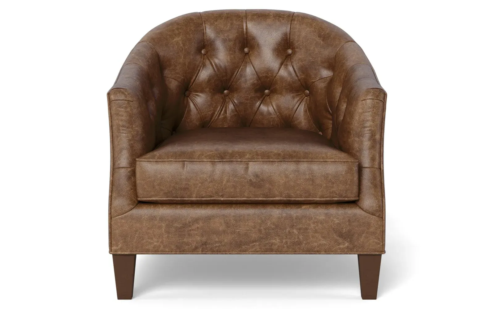 Willa Button-Tufted Leather Chair - Milk Chocolate