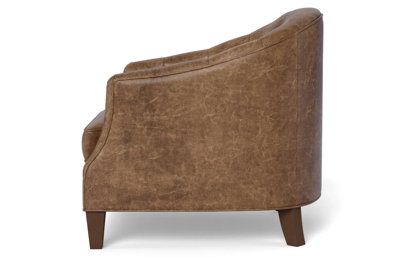 Willa Button-Tufted Leather Chair - Milk Chocolate