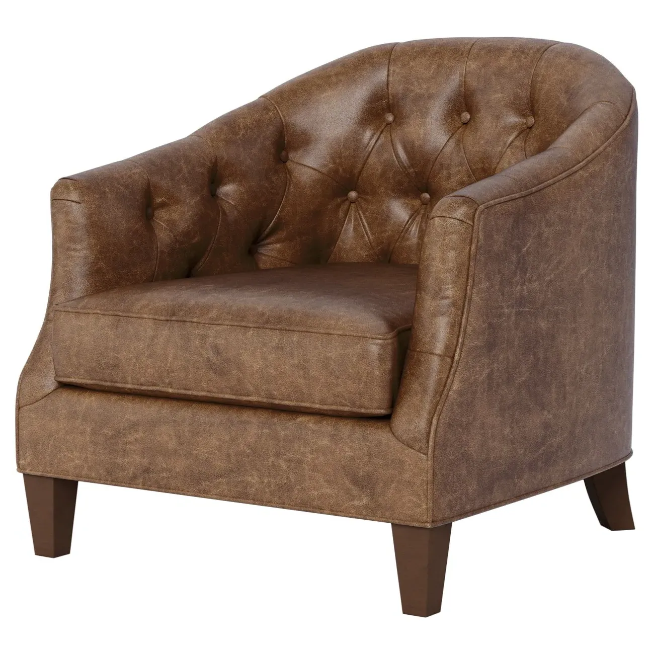 Willa Button-Tufted Leather Chair - Milk Chocolate image