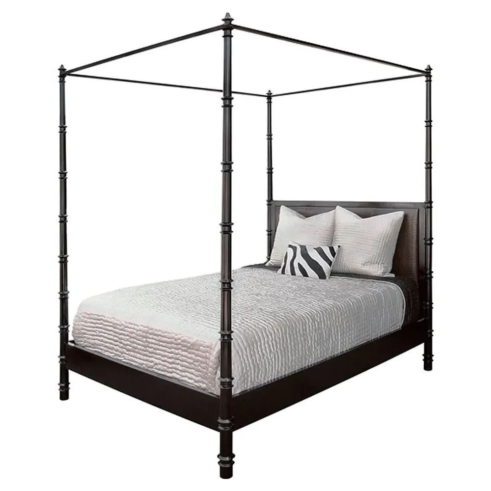 Willa French Cal King Bed Frame - Black, Hardwood