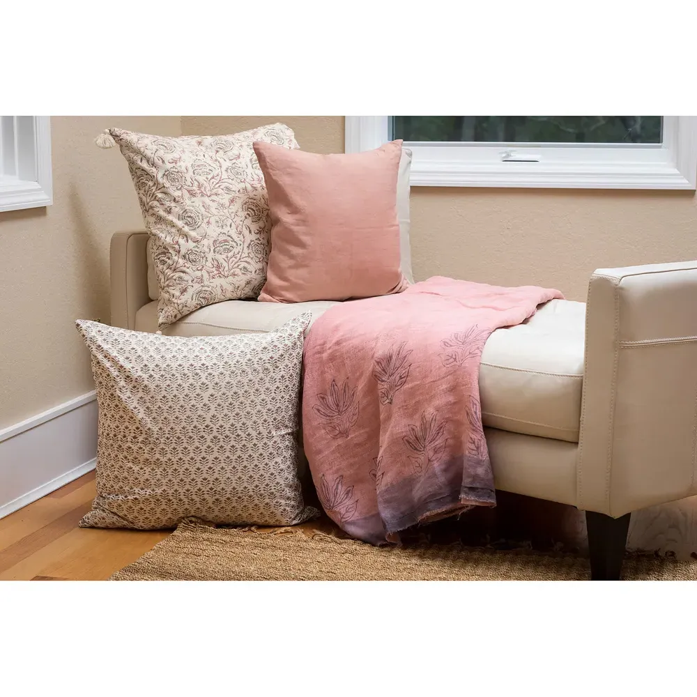 Willa Square Throw Pillow Cover - Beige, Cotton