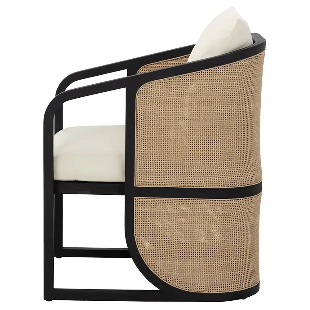 Willis Woven Wicker Outdoor Dining Arm Chair - Black, Teak