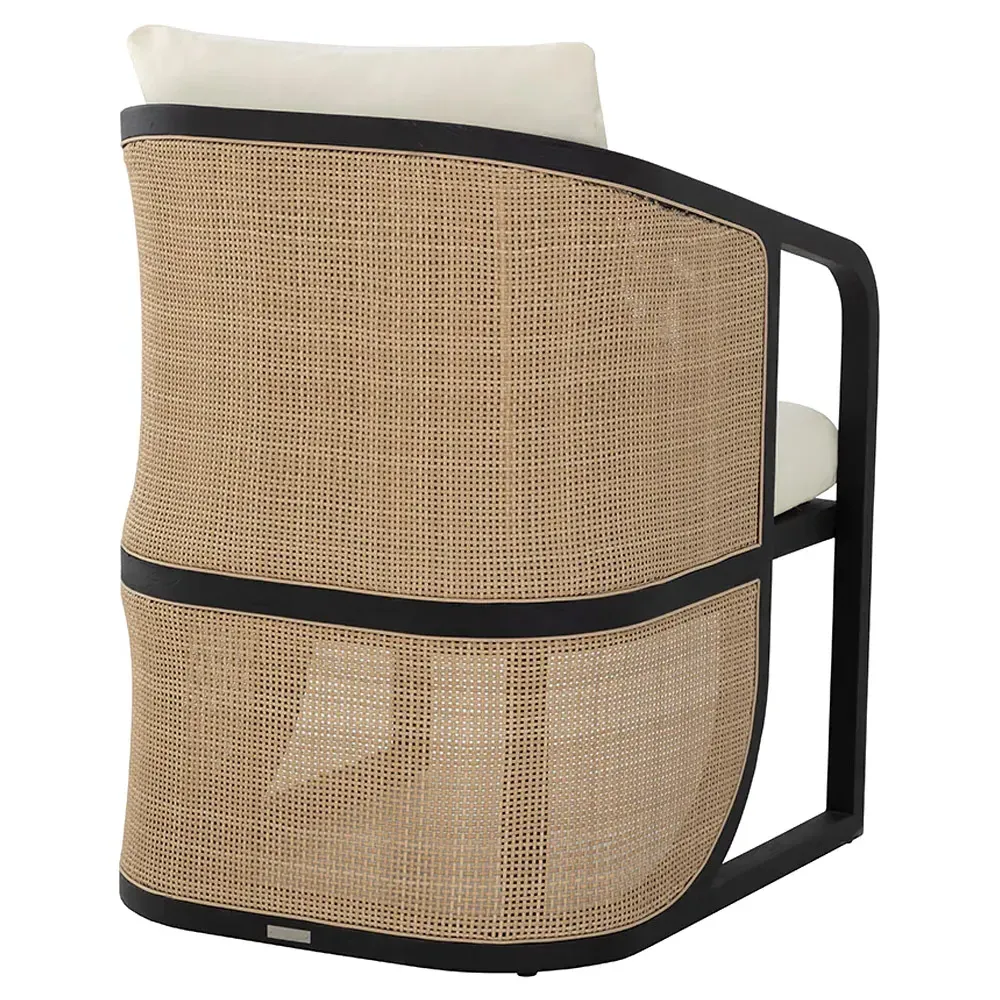 Willis Woven Wicker Outdoor Dining Arm Chair - Black, Teak