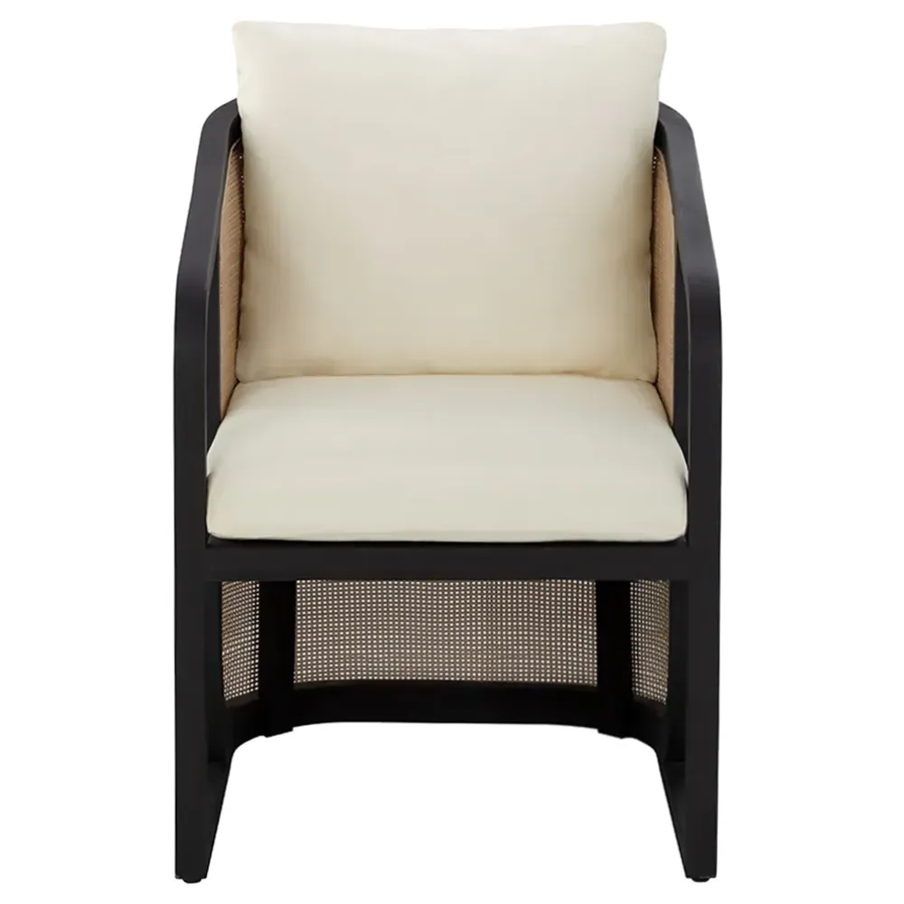 Willis Woven Wicker Outdoor Dining Arm Chair - Black, Teak image