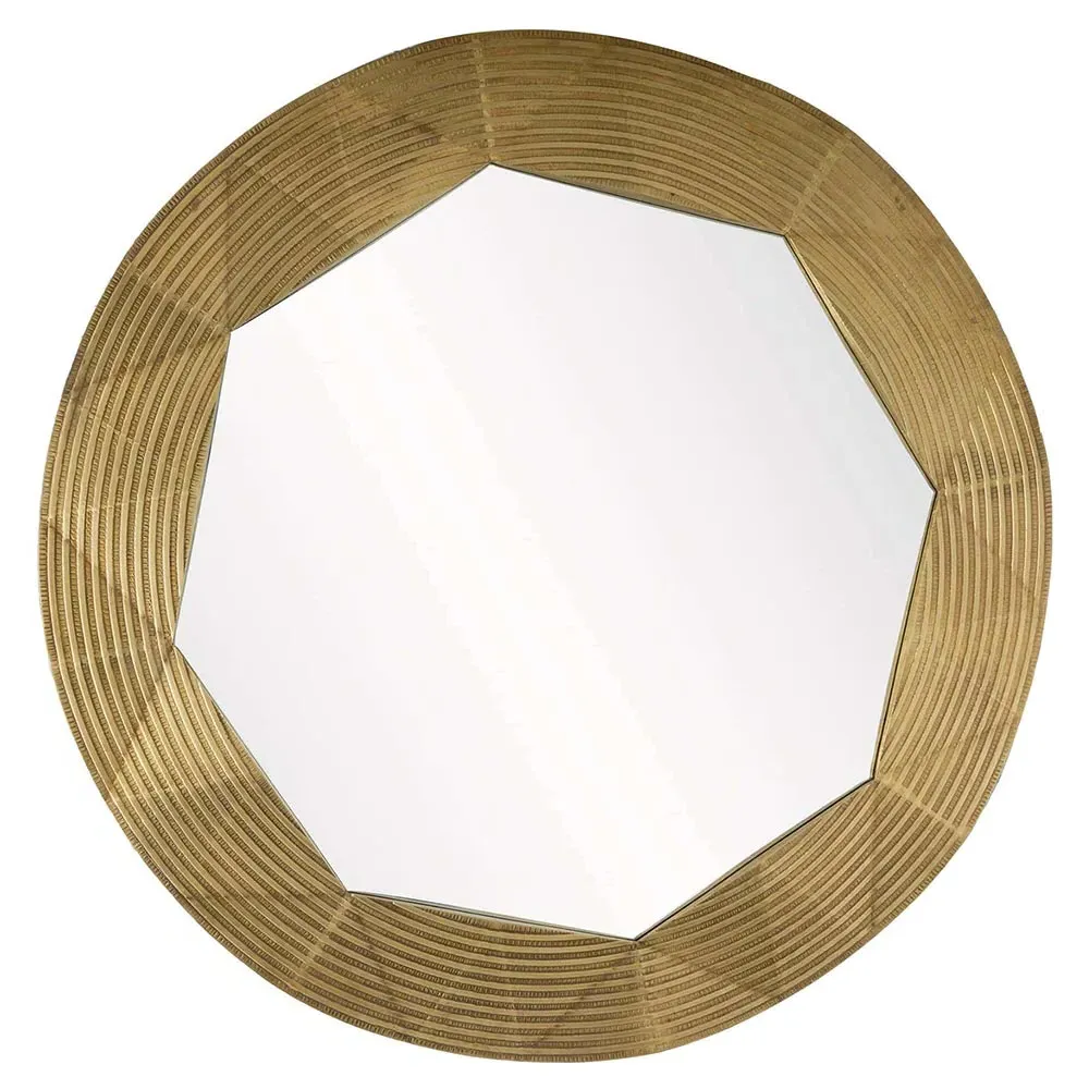 Wilma Round Wall Mirror - Antique Brass, Metal