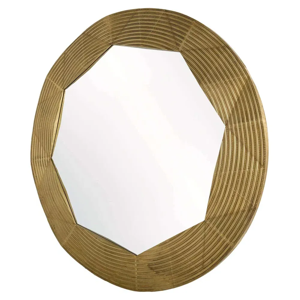 Wilma Round Wall Mirror - Antique Brass, Metal