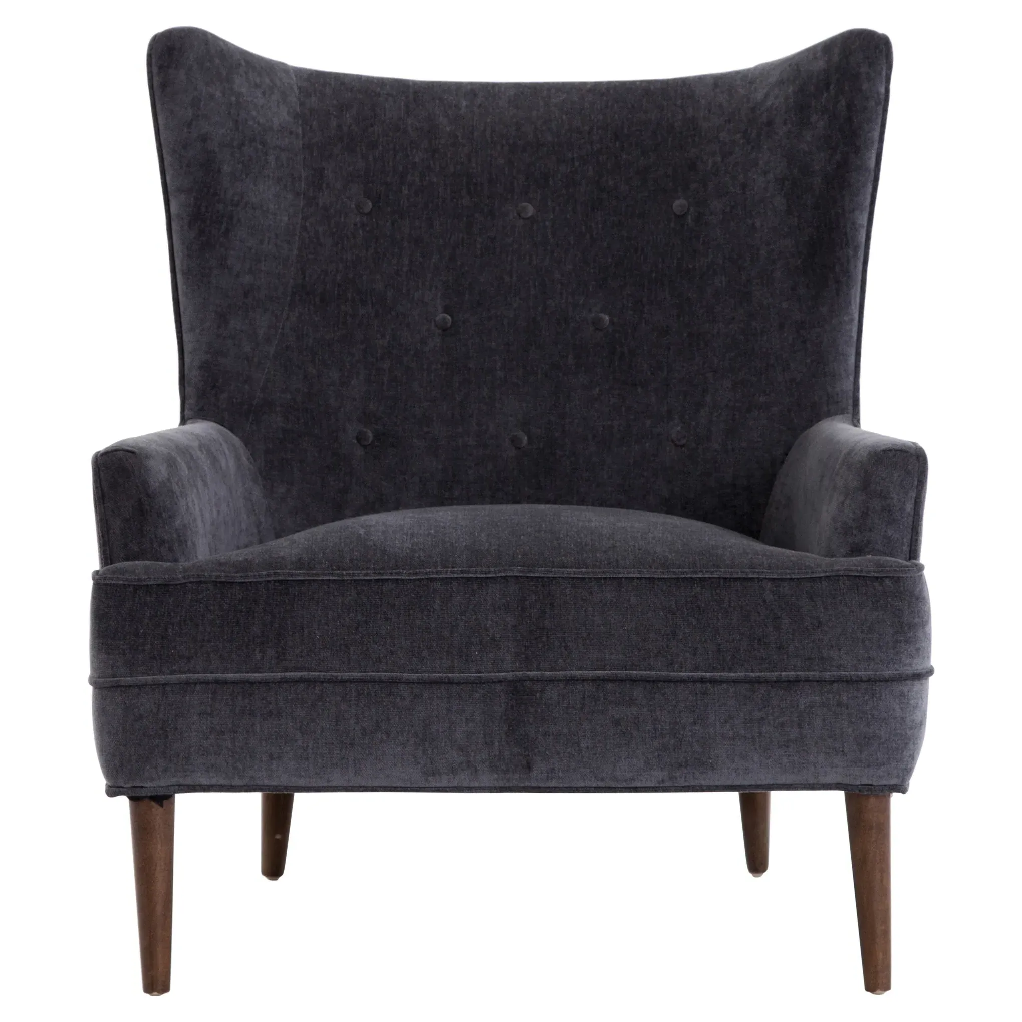 Wilmette Wing Back Arm Chair - Charcoal Grey, Parawood
