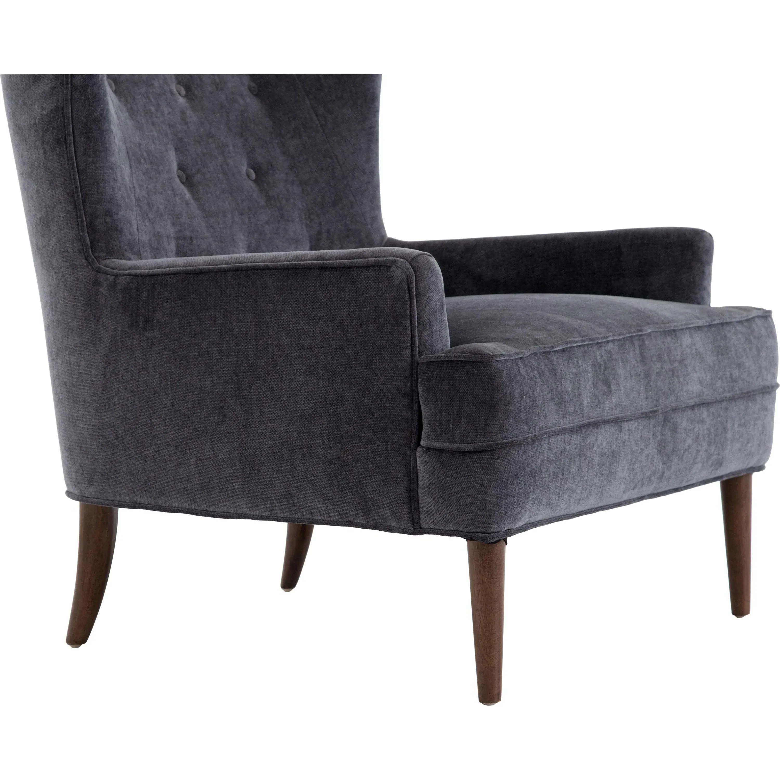 Wilmette Wing Back Arm Chair - Charcoal Grey, Parawood