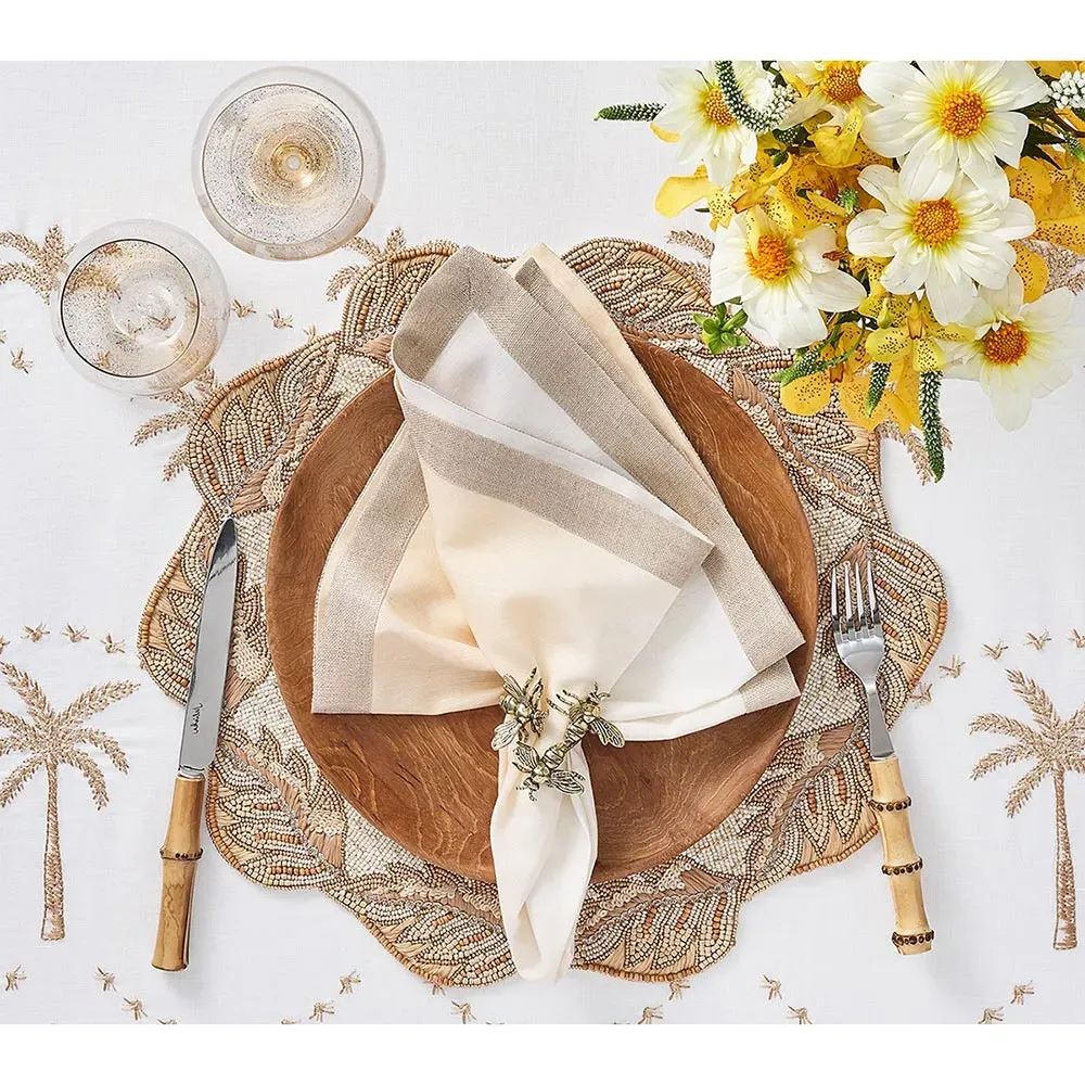 Winding Vine Beaded Placemat Set of 2 - Beige