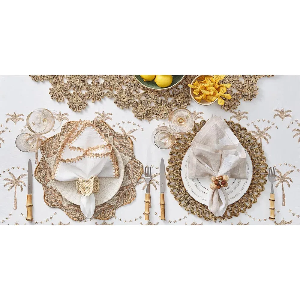 Winding Vine Beaded Placemat Set of 2 - Beige