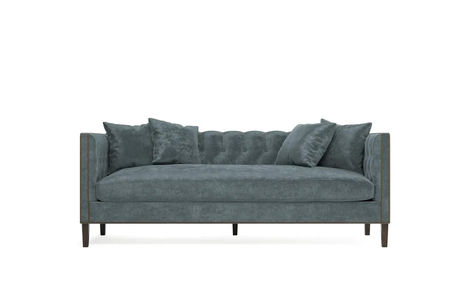 Winifred Bench Cushion Sofa - Slate Blue, Velvet