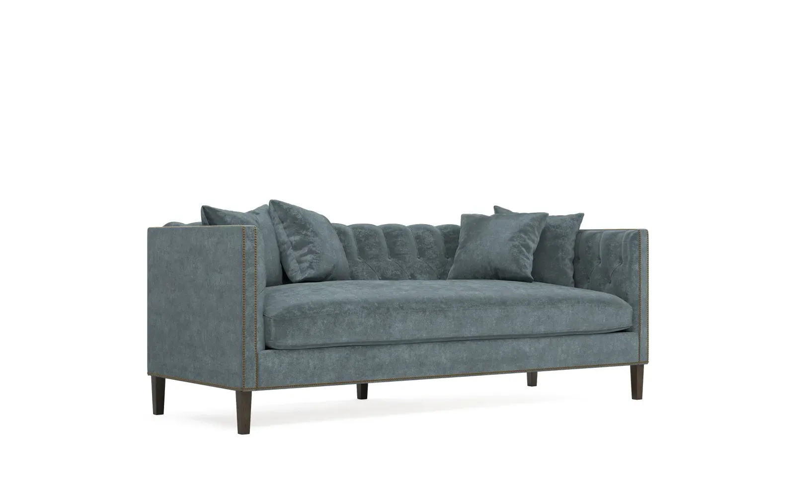 Winifred Bench Cushion Sofa - Slate Blue, Velvet