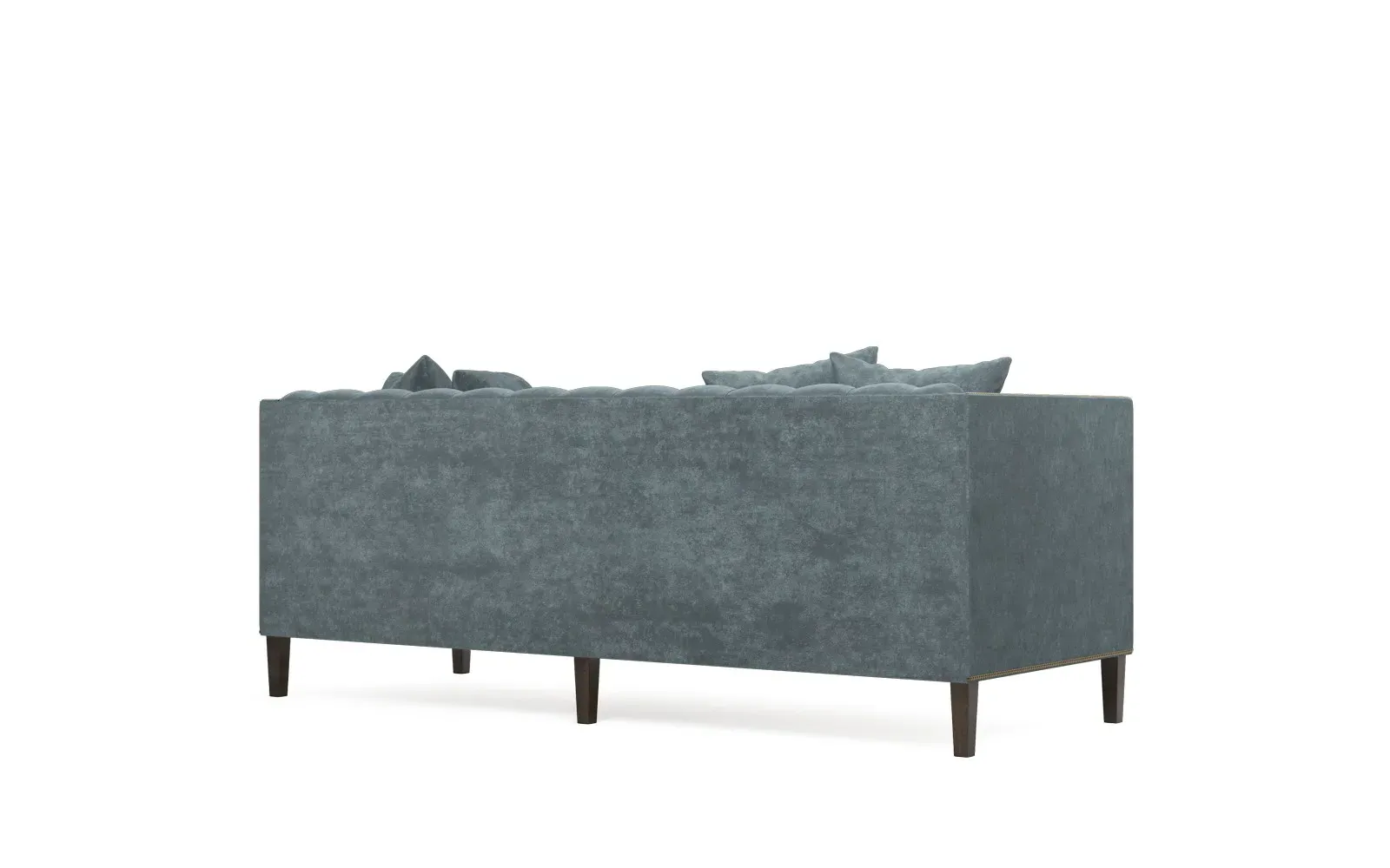 Winifred Bench Cushion Sofa - Slate Blue, Velvet