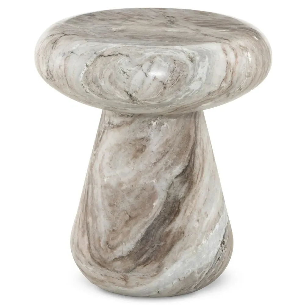 Winifred Pedestal End Table - Beige, Sawar Marble