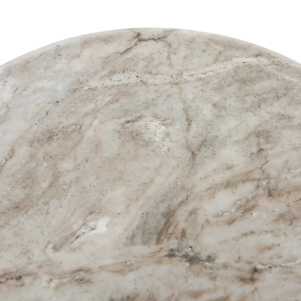Winifred Pedestal End Table - Beige, Sawar Marble