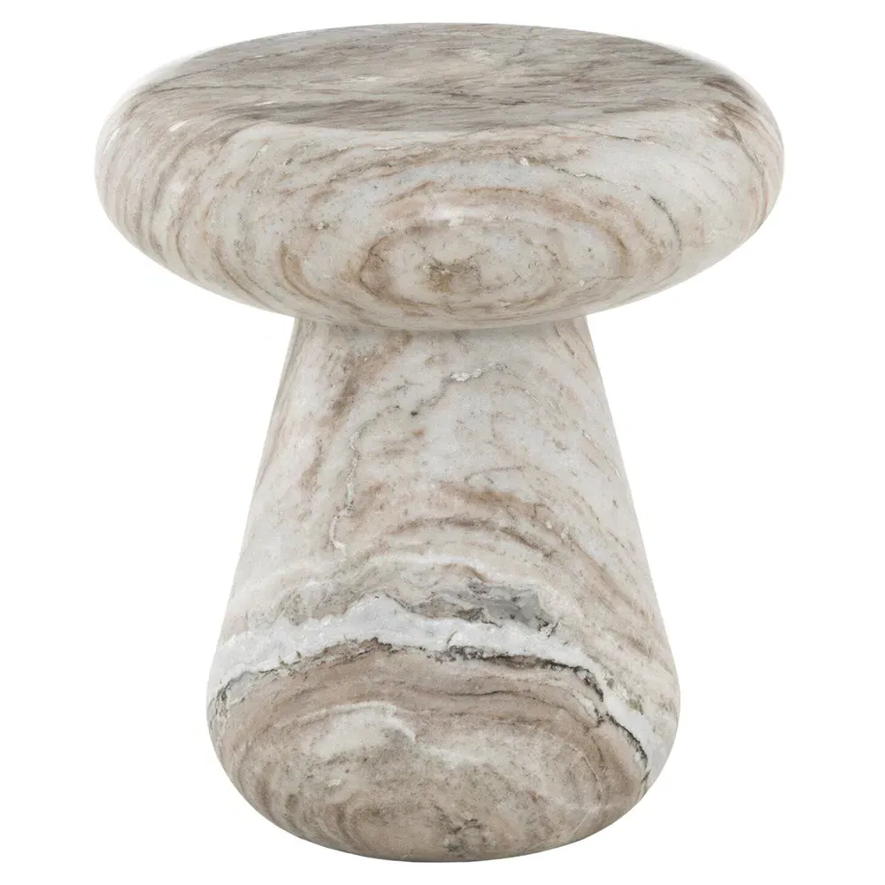 Winifred Pedestal End Table - Beige, Sawar Marble image