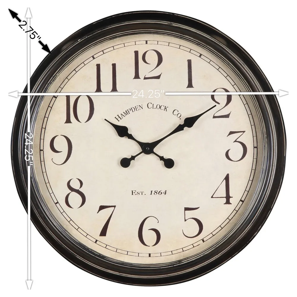 Winsley Round Wall Clock - Black, Metal