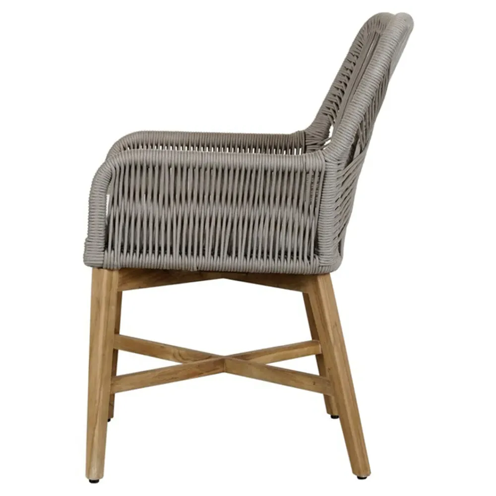 Winslow Outdoor Dining Arm Chair - White, Woven Rope