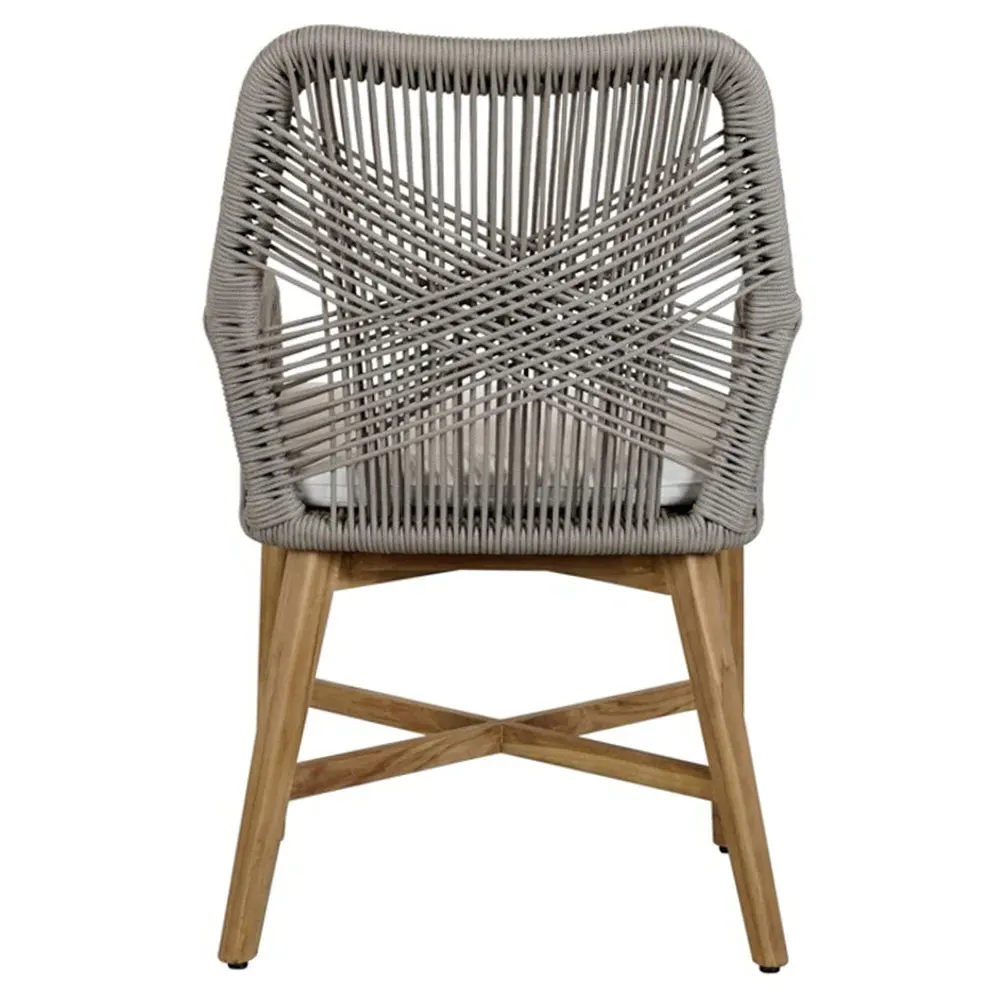 Winslow Outdoor Dining Arm Chair - White, Woven Rope