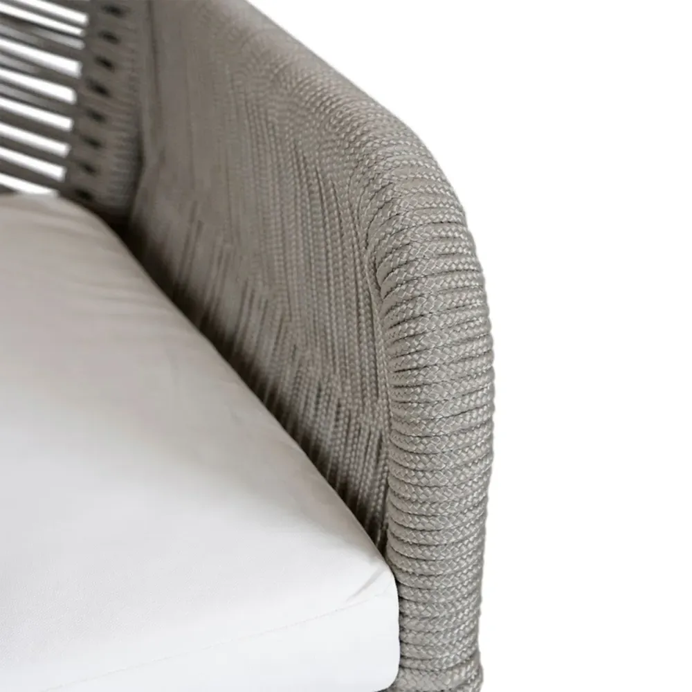 Winslow Outdoor Dining Arm Chair - White, Woven Rope