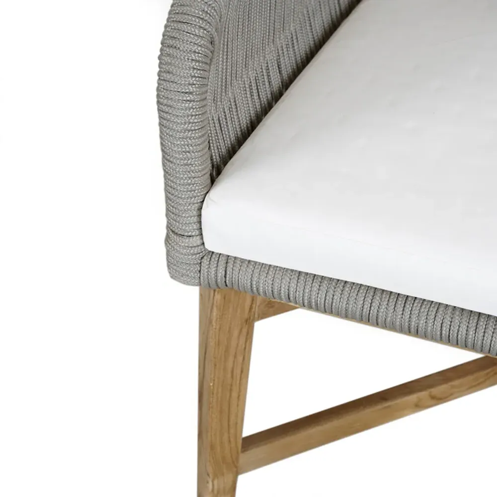 Winslow Outdoor Dining Arm Chair - White, Woven Rope
