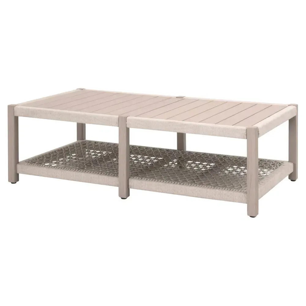 Wren Rectangular 2 Tier Outdoor Coffee Table - Beige, Teak